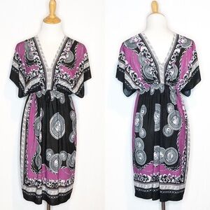 Black/Purple Bandana Print Swim Coverup Dress
